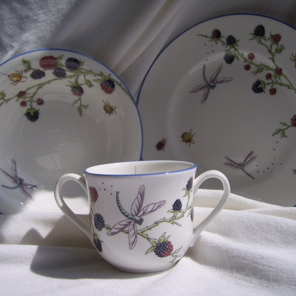 Tiffany & Co. Three Piece "Blackberry Bramble" Feeding Set